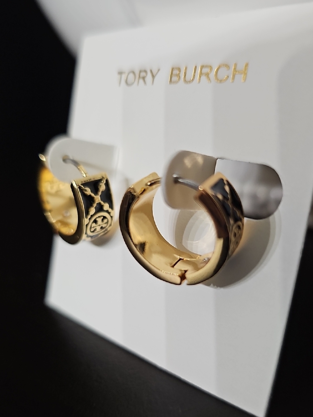 Tory Burch Small Icon T Monogram Hoop Earrings, New